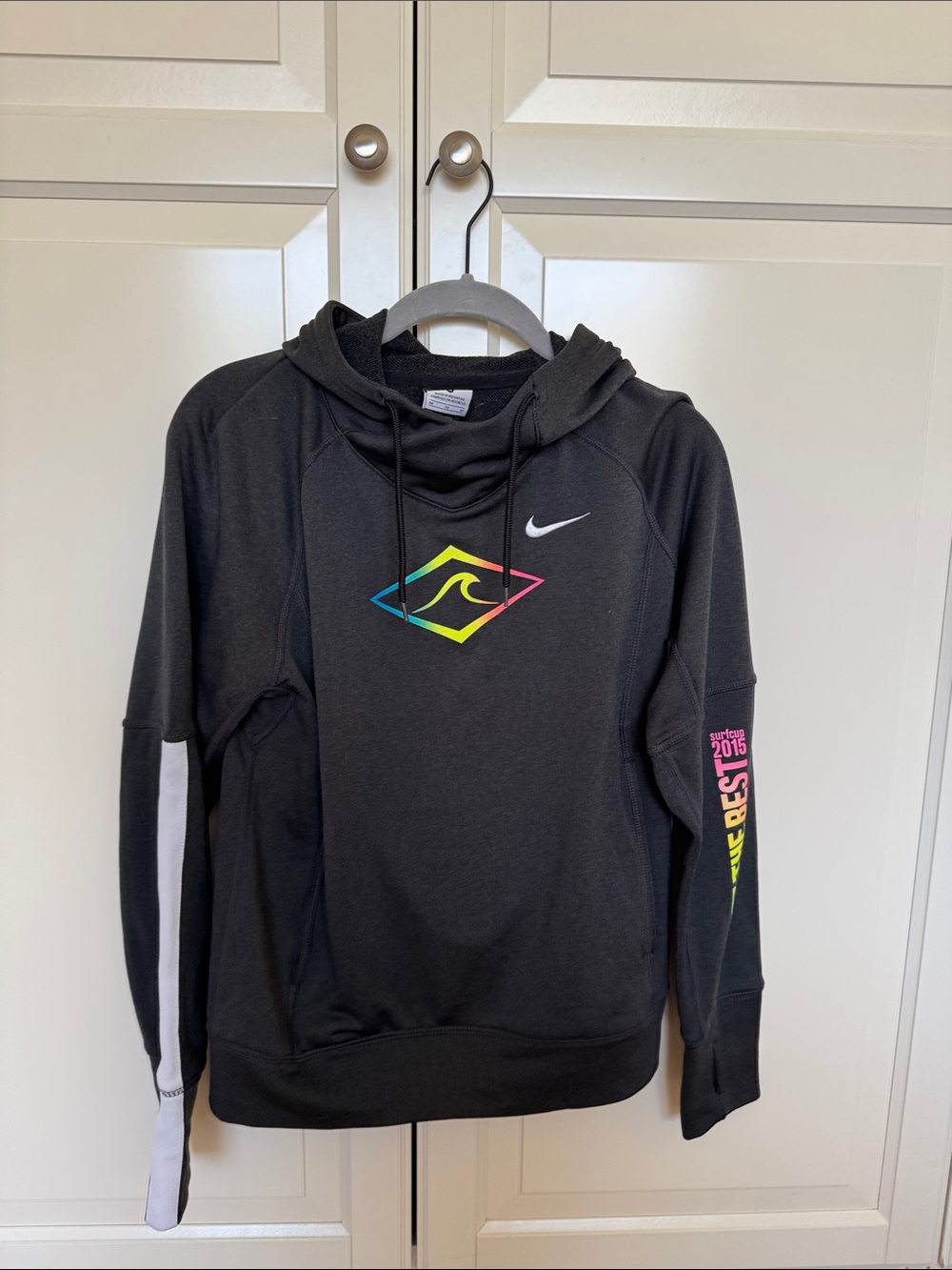 Nike Black Hoodie with Neon Rainbow Diamond Logo